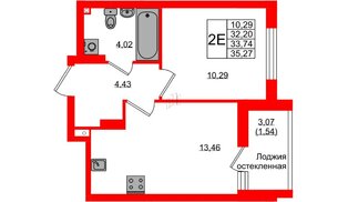 Квартира в ЖК «Консул», 1 комнатная, 33.74 м², 9 этаж