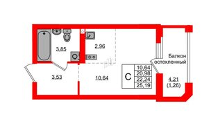 Квартира в ЖК «Консул», студия, 22.24 м², 8 этаж
