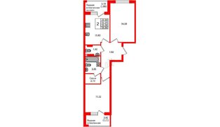 Квартира в ЖК «Консул», 2 комнатная, 55.56 м², 4 этаж