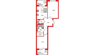 Квартира в ЖК «Консул», 2 комнатная, 55.56 м², 8 этаж