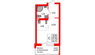 Квартира в ЖК «Консул», студия, 21.79 м², 4 этаж
