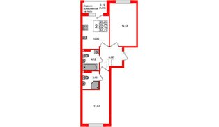 Квартира в ЖК «Консул», 2 комнатная, 54.14 м², 9 этаж