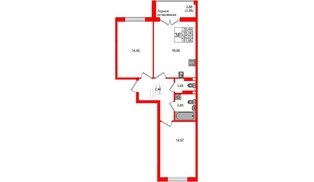 Квартира в ЖК «Консул», 2 комнатная, 60.01 м², 3 этаж