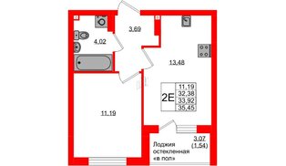 Квартира в ЖК «Консул», 1 комнатная, 33.92 м², 5 этаж