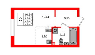 Квартира в ЖК «Консул», студия, 21.27 м², 1 этаж