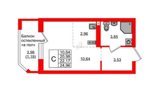 Квартира в ЖК «Консул», студия, 22.17 м², 5 этаж