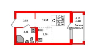 Квартира в ЖК «Консул», студия, 22.23 м², 8 этаж