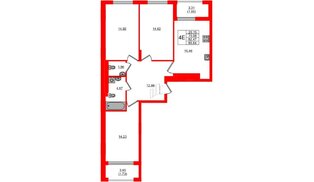 Квартира в ЖК «АЭРО», 3 комнатная, 82.47 м², 7 этаж