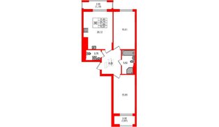 Квартира в ЖК «АЭРО», 2 комнатная, 71.64 м², 1 этаж