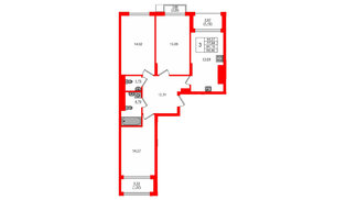 Квартира в ЖК «АЭРО», 3 комнатная, 80.63 м², 3 этаж