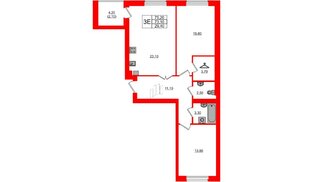 Квартира в ЖК «Сиреневый бульвар», 2 комнатная, 76 м², 4 этаж