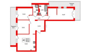 Квартира в ЖК «Включи», 3 комнатная, 95.05 м², 1 этаж