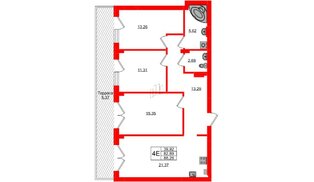 Квартира в ЖК «Включи», 3 комнатная, 88.26 м², 1 этаж