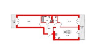 Квартира в ЖК «Включи», 2 комнатная, 73.05 м², 1 этаж