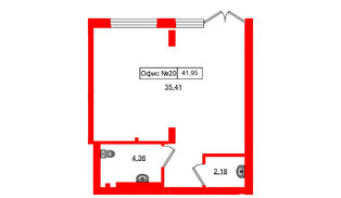Помещение в ЖК Включи, 41.95 м², 1 этаж