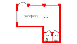Помещение в ЖК Включи, 45.98 м², 1 этаж