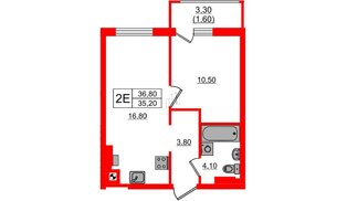 Квартира в ЖК «River Park-2», 1 комнатная, 36.8 м², 4 этаж