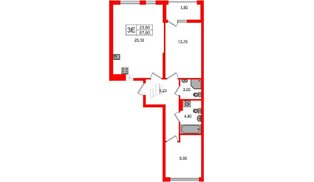 Квартира в ЖК «Дом на Красной», 2 комнатная, 67.6 м², 8 этаж
