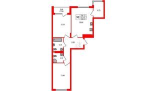 Квартира в ЖК «Расцвет Парк», 2 комнатная, 67.47 м², 3 этаж