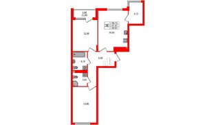 Квартира в ЖК «Расцвет Парк», 2 комнатная, 67.47 м², 2 этаж