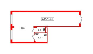 Помещение в ЖК Включи, 63.57 м², 1 этаж