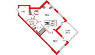 Квартира в ЖК «Вдохновение» ЭКОквартал «Русская Европа», 1 комнатная, 65.1 м², 12 этаж
