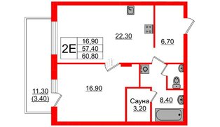 Квартира в ЖК «Вдохновение» ЭКОквартал «Русская Европа», 1 комнатная, 60.8 м², 10 этаж