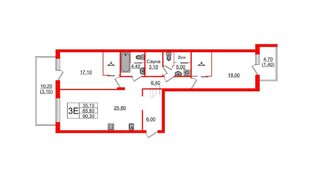 Квартира в ЖК «Вдохновение» ЭКОквартал «Русская Европа», 2 комнатная, 90.3 м², 8 этаж