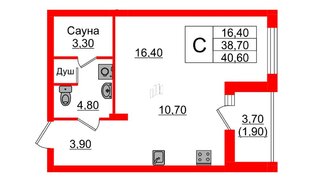 Квартира в ЖК «Вдохновение» ЭКОквартал «Русская Европа», студия, 40.6 м², 10 этаж