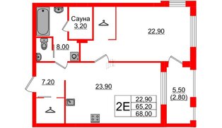 Квартира в ЖК «Вдохновение» ЭКОквартал «Русская Европа», 1 комнатная, 68 м², 6 этаж