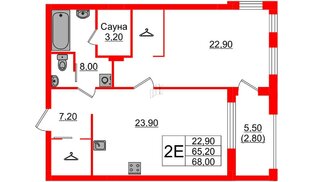 Квартира в ЖК «Вдохновение» ЭКОквартал «Русская Европа», 1 комнатная, 68 м², 7 этаж