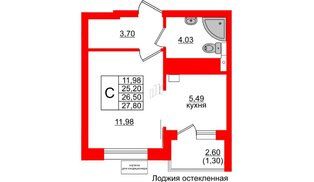 Квартира в ЖК Лэйк Сити-11, студия, 26.5 м², 5 этаж