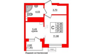 Квартира в ЖК Lake City-11, студия, 26.5 м², 6 этаж