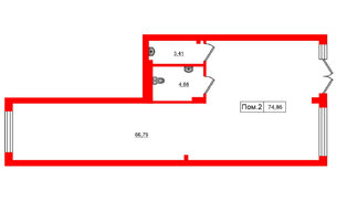 Помещение в ЖК Включи, 74.86 м², 1 этаж