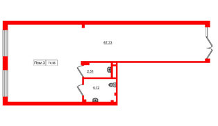 Помещение в ЖК Включи, 74.56 м², 1 этаж