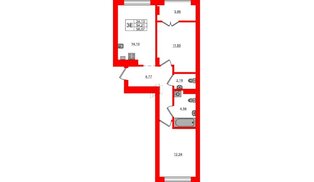 Квартира в ЖК «Включи», 2 комнатная, 58.07 м², 5 этаж