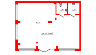 Помещение в ЖК Включи, 74.63 м², 1 этаж