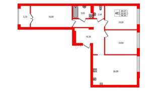 Квартира в ЖК «Включи», 3 комнатная, 96.36 м², 7 этаж