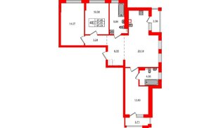 Квартира в ЖК «Новая история», 3 комнатная, 87.09 м², 3 этаж