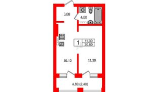Квартира в ЖК «River Park», студия, 30.8 м², 5 этаж
