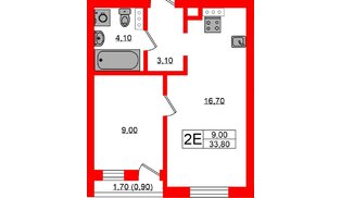 Квартира в ЖК «Речной Парк», 1 комнатная, 33.8 м², 7 этаж