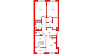 Квартира в ЖК «Включи», 3 комнатная, 80.96 м², 5 этаж