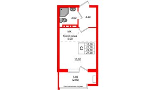Квартира в ЖК Кроны и Волны, студия, 24.5 м², 4 этаж