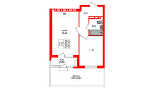 Квартира в ЖК Кроны и Волны, 1 комнатная, 47.5 м², 1 этаж