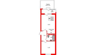 Квартира в ЖК «Кроны и Волны», 2 комнатная, 48.1 м², 1 этаж
