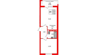 Квартира в ЖК «Кроны и Волны», 2 комнатная, 45.4 м², 2 этаж