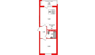 Квартира в ЖК «Кроны и Волны», 2 комнатная, 45.4 м², 3 этаж