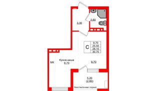 Квартира в ЖК Кроны и Волны, студия, 28.1 м², 4 этаж