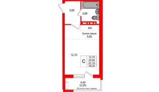 Квартира в ЖК «Кроны и Волны», студия, 27.1 м², 3 этаж