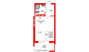 Квартира в ЖК Кроны и Волны, студия, 25.7 м², 2 этаж
